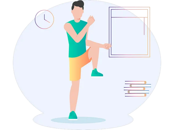 Boy doing leg workout  Illustration