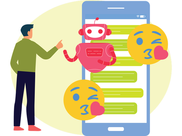 Boy doing love chat  Illustration