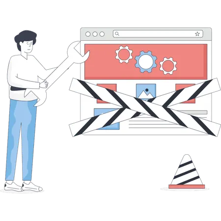 Boy  doing maintenance website  Illustration