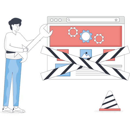 Boy  doing maintenance website  Illustration