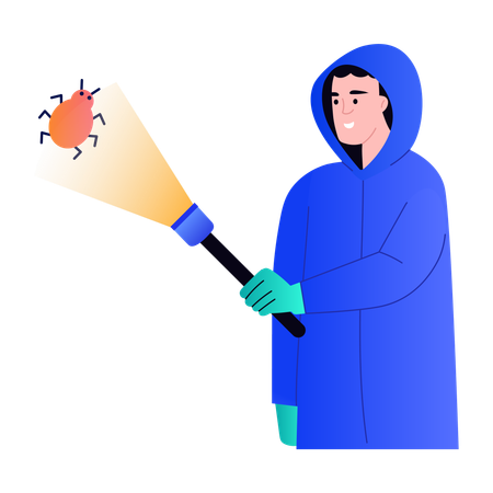 Boy doing malware detection  Illustration