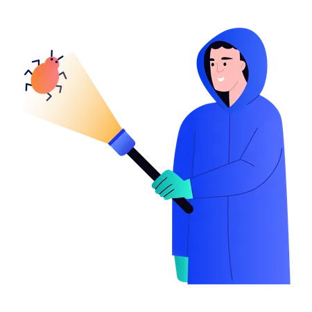 Boy doing malware detection  Illustration