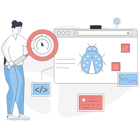 Boy doing manual testing  Illustration