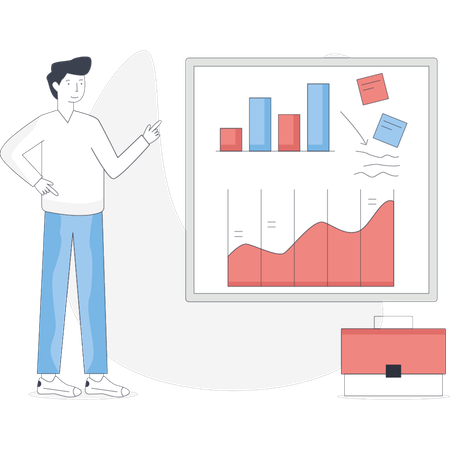 Boy doing market analysis  Illustration