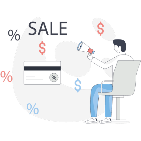 Boy  doing marketing  Illustration