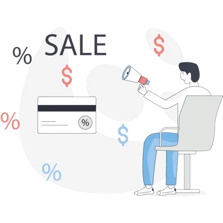 Boy  doing marketing  Illustration