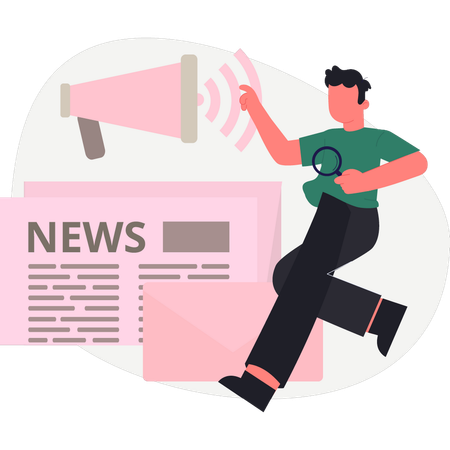 Boy doing marketing news  Illustration