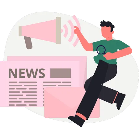 Boy doing marketing news  Illustration