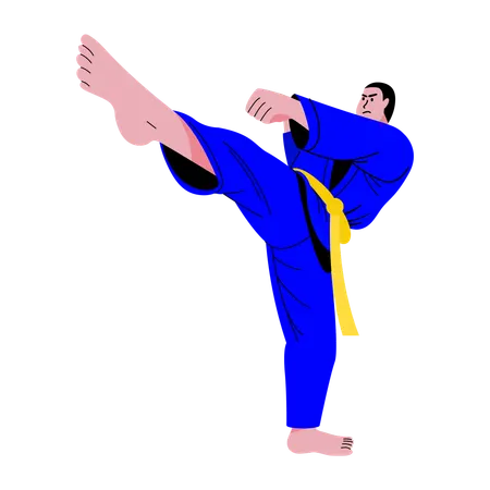 Boy doing martial arts practice  Illustration