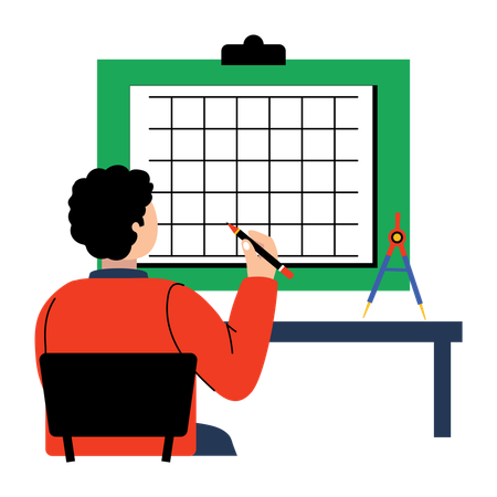 Boy doing math practice  Illustration