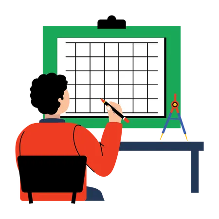 Boy doing math practice  Illustration