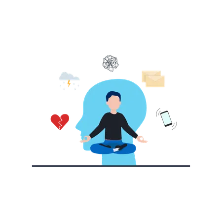 Mental Health Flat Illustration In This Design You Can See How Technology Connect To Each Other Each File Comes With A Project In Which You Can Easily Change Colors And More Illustration