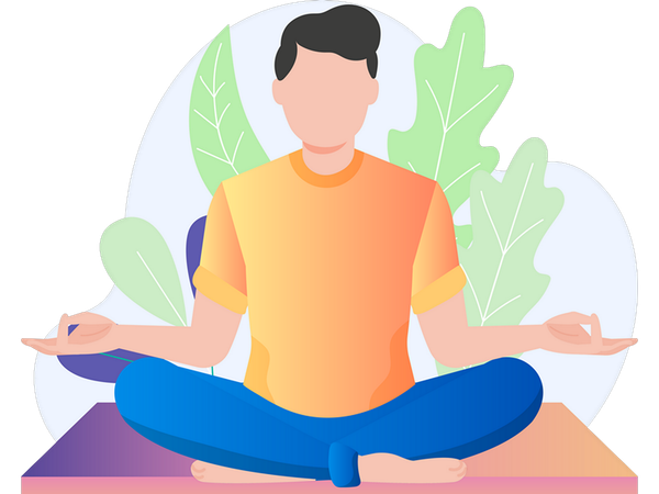 Boy doing meditative practice  Illustration