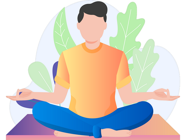 Boy doing meditative practice  Illustration