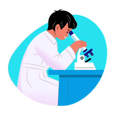 Boy doing Microscopic research  Illustration
