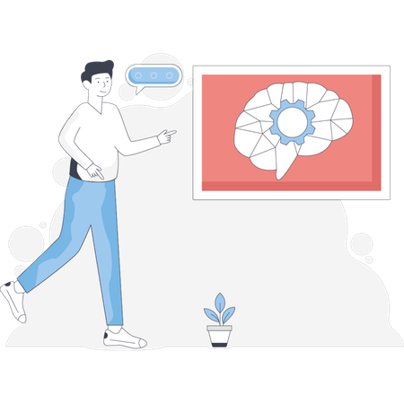 Boy doing mind learning  Illustration