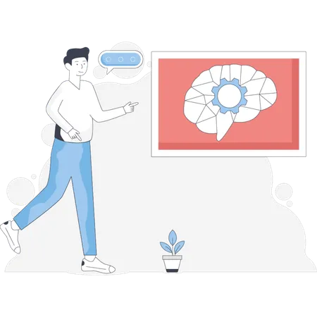 Boy doing mind learning  Illustration