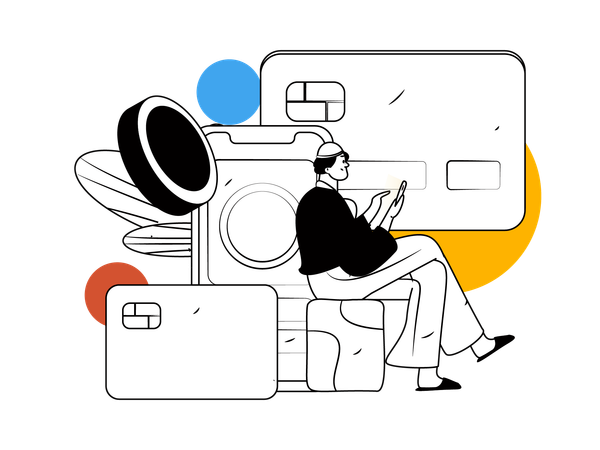 Boy doing mobile payment  Illustration