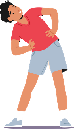 Boy doing morning fitness exercise  Illustration