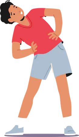 Boy doing morning fitness exercise  Illustration