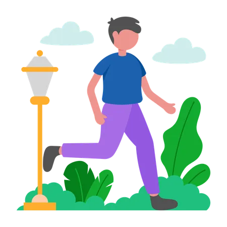 Boy doing morning Jogging  Illustration