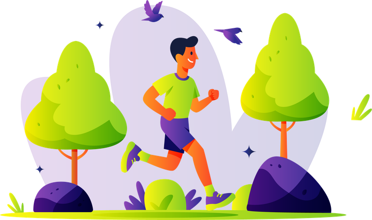 Boy doing morning walk  Illustration