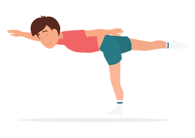 Boy doing morning yoga  Illustration