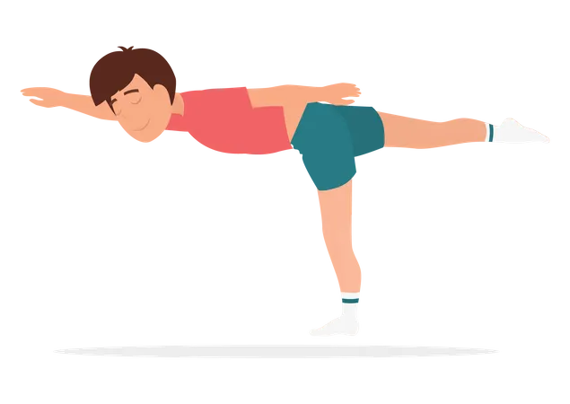 Boy doing morning yoga  Illustration