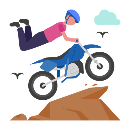 Boy doing Moto Stunts  Illustration