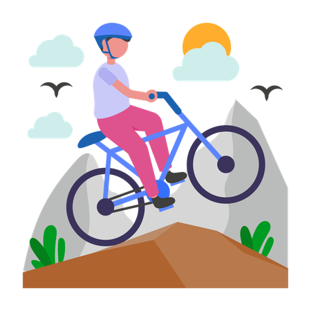マウンテンバイクに乗る少年  イラスト