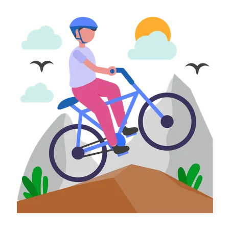 マウンテンバイクに乗る少年  イラスト