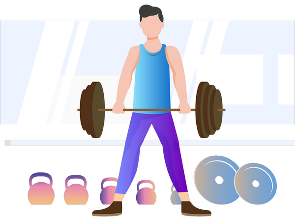 Boy doing muscle exercise  Illustration