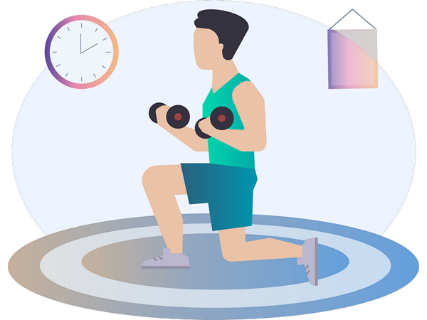 Boy doing muscle training  Illustration