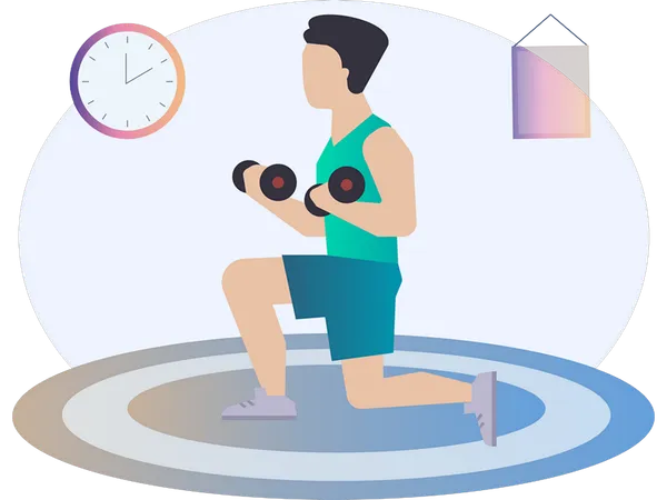 Boy doing muscle training  Illustration