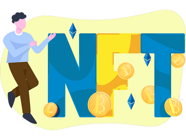 Boy doing nft exchange  Illustration