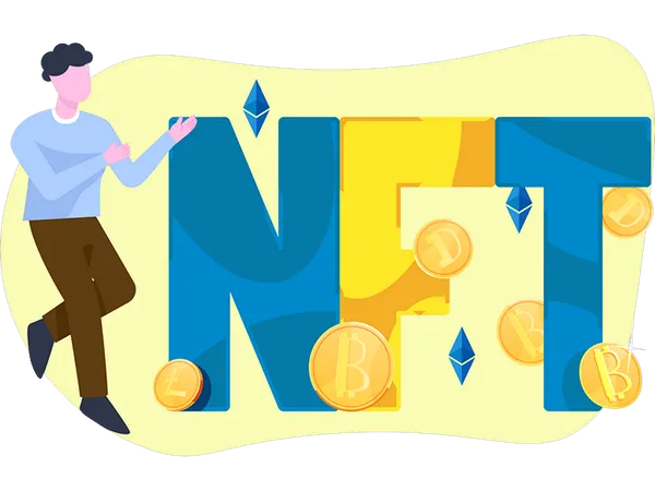 Boy doing nft exchange  Illustration