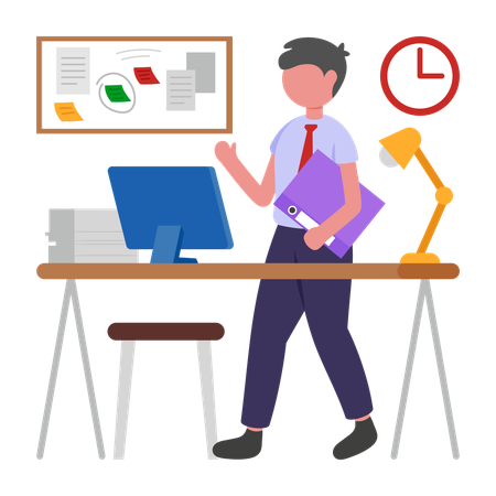Boy doing Office Work  Illustration