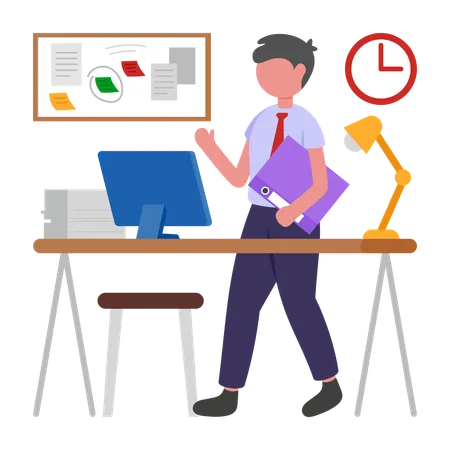 Boy doing Office Work  Illustration