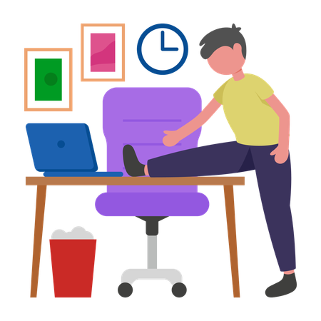 Boy doing office workout  Illustration