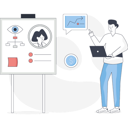 Boy doing online business meeting  Illustration