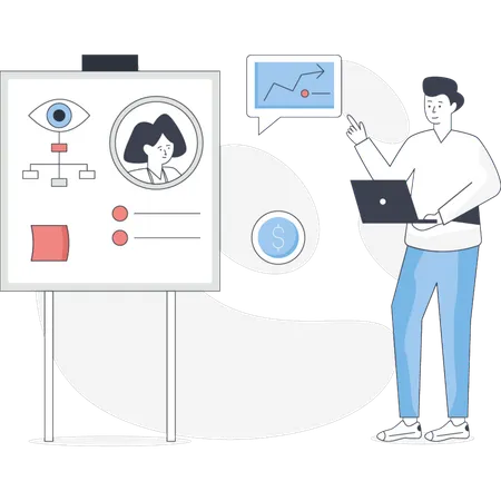 Boy doing online business meeting  Illustration