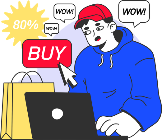Boy doing online buy  Illustration