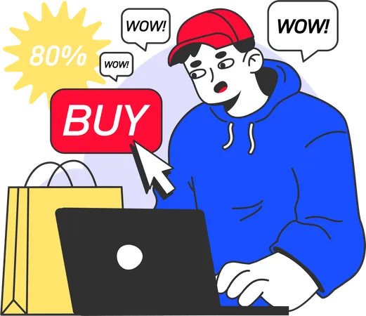 Boy doing online buy  Illustration
