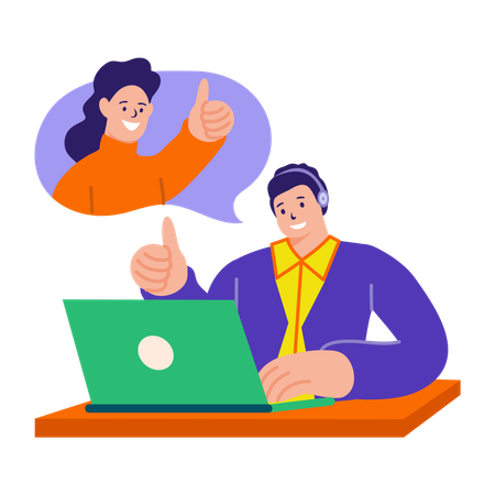 Boy doing online chatting  Illustration