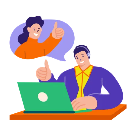 Boy doing online chatting  Illustration