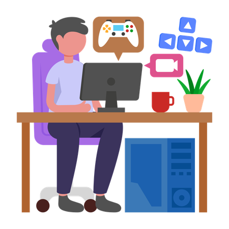 Boy doing online Live Gaming Stream  Illustration