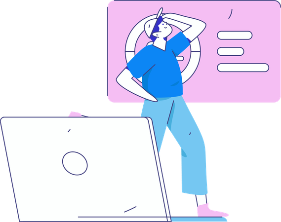 Boy doing online management  Illustration