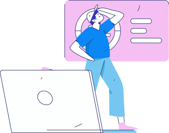 Boy doing online management  Illustration