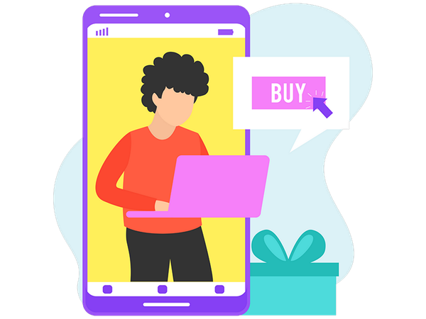 Boy Doing Online Order  Illustration