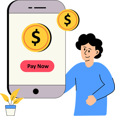 Boy doing online payment  Illustration